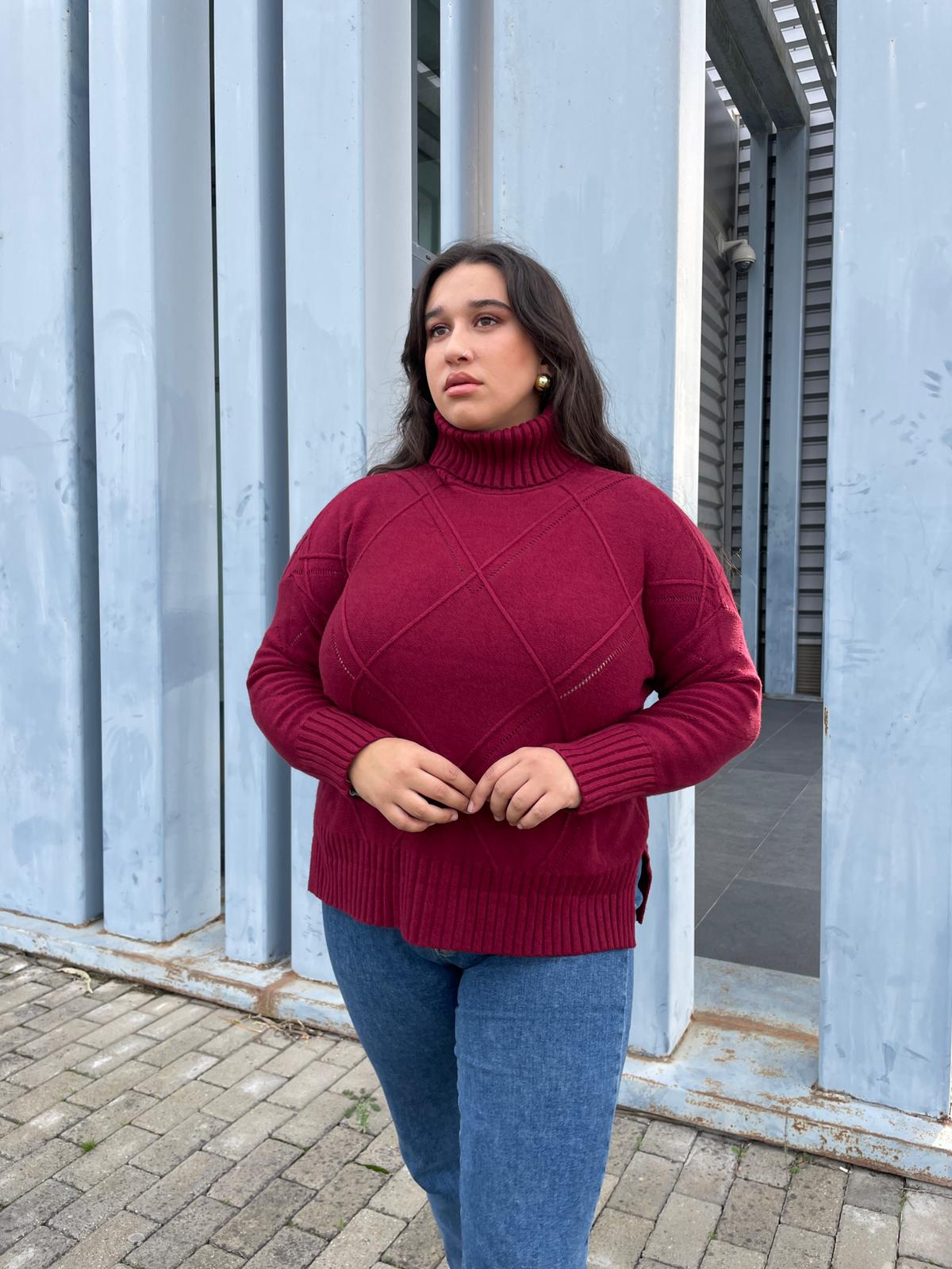Jersey burdeos cuello alto - Imagen 2